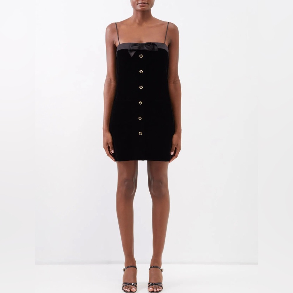 Fashion Inspired Black Satin Velvet Dress Sz 4